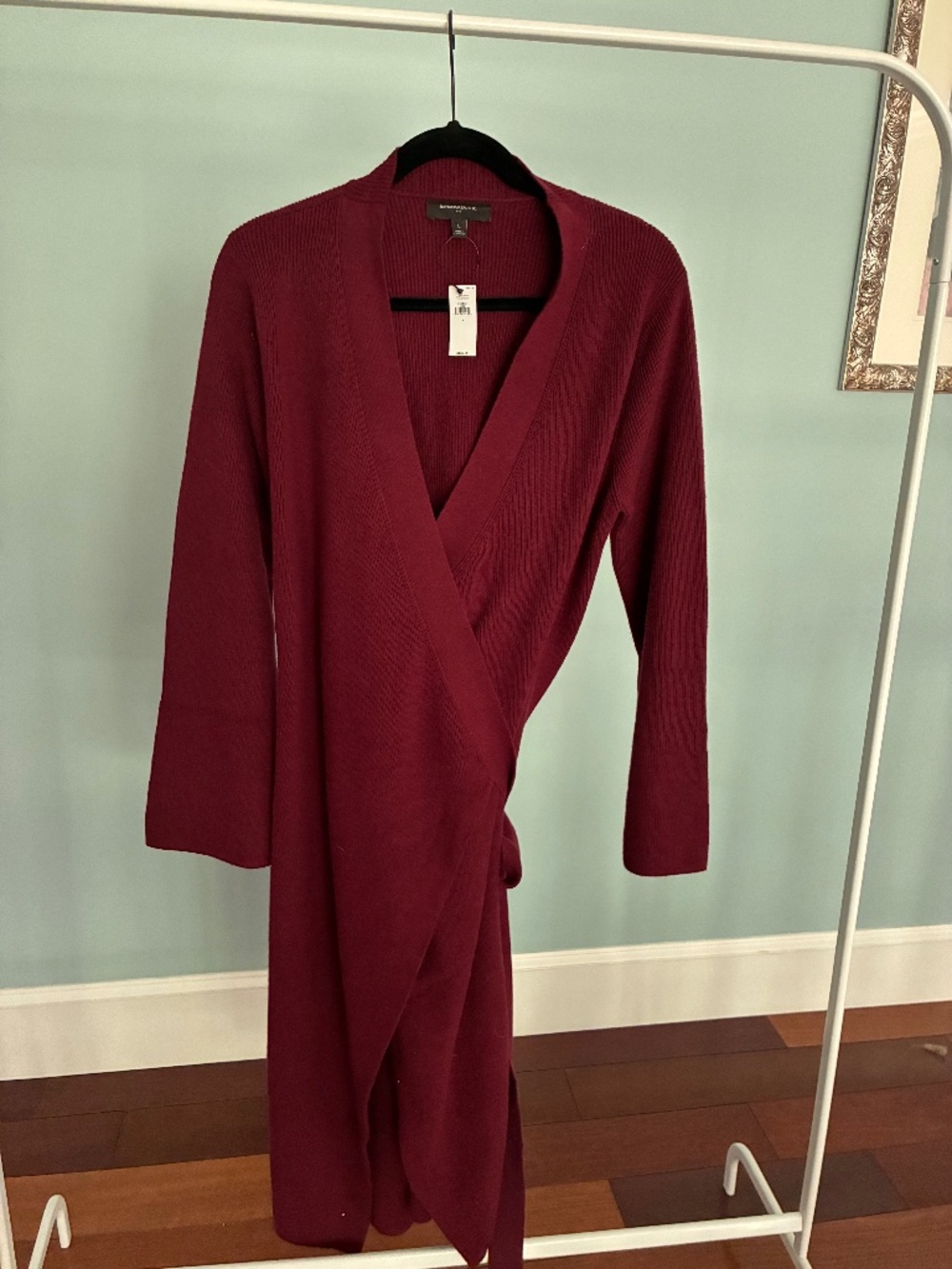 Banana Republic NWT Burgundy Wrap Midi Sweater Dress Size L